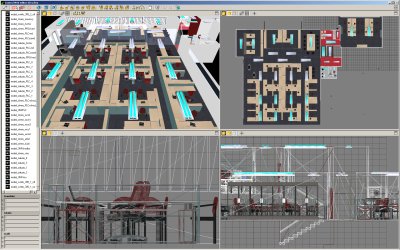 obr.3: Editor 3D scny s nkolika otevenmi pohledy ve vvojovm prosted systmu Control Web