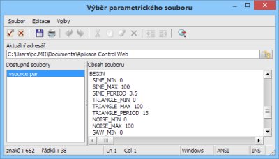 Okno vbru parametrickho souboru