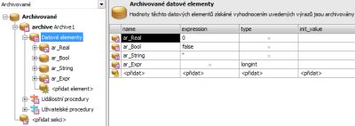 Pklad definice datovch element varchivn datov sekci