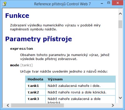 Referenn popis pstroje vsamostatnm okn