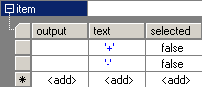 Table of repeated parameter with the last line prepared for adding a new item