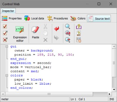 Instrument Inspector in tab Source text