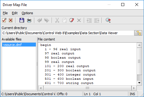 Window of selection of the map file