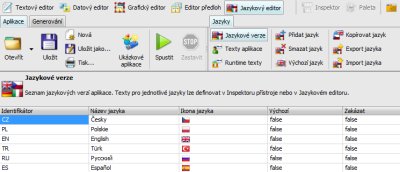 Definice jazyk v aplikaci