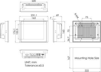 DataLab PC/LCD  rozmrov vkres (ktovn v milimetrech)