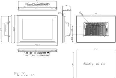 DataLab PC/LCD  rozmrov vkres (ktovn v milimetrech)